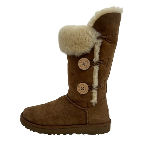 UGG Bailey Button Triplet 1873 Chestnut Sheepskin Tall Boots | Casual Winter 7 - Picture 11 of 16